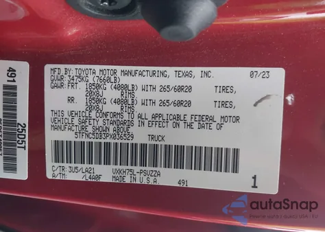2023 Toyota Tundra Hybrid Platinum z USA, uszkodzony, nr VIN 5TFNC5DB3PX036529